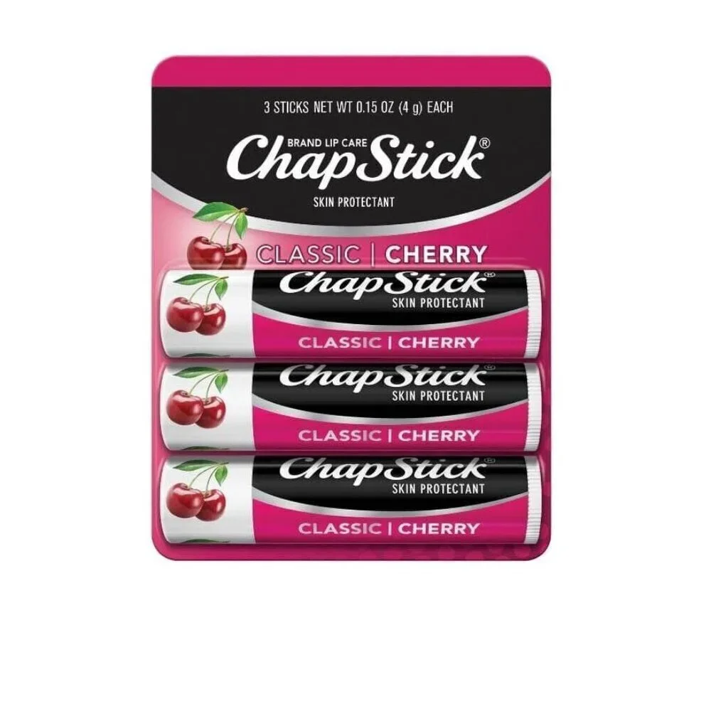 NEW 4X Cherry Chapstick 3 Packs (12 Tubes Total)
